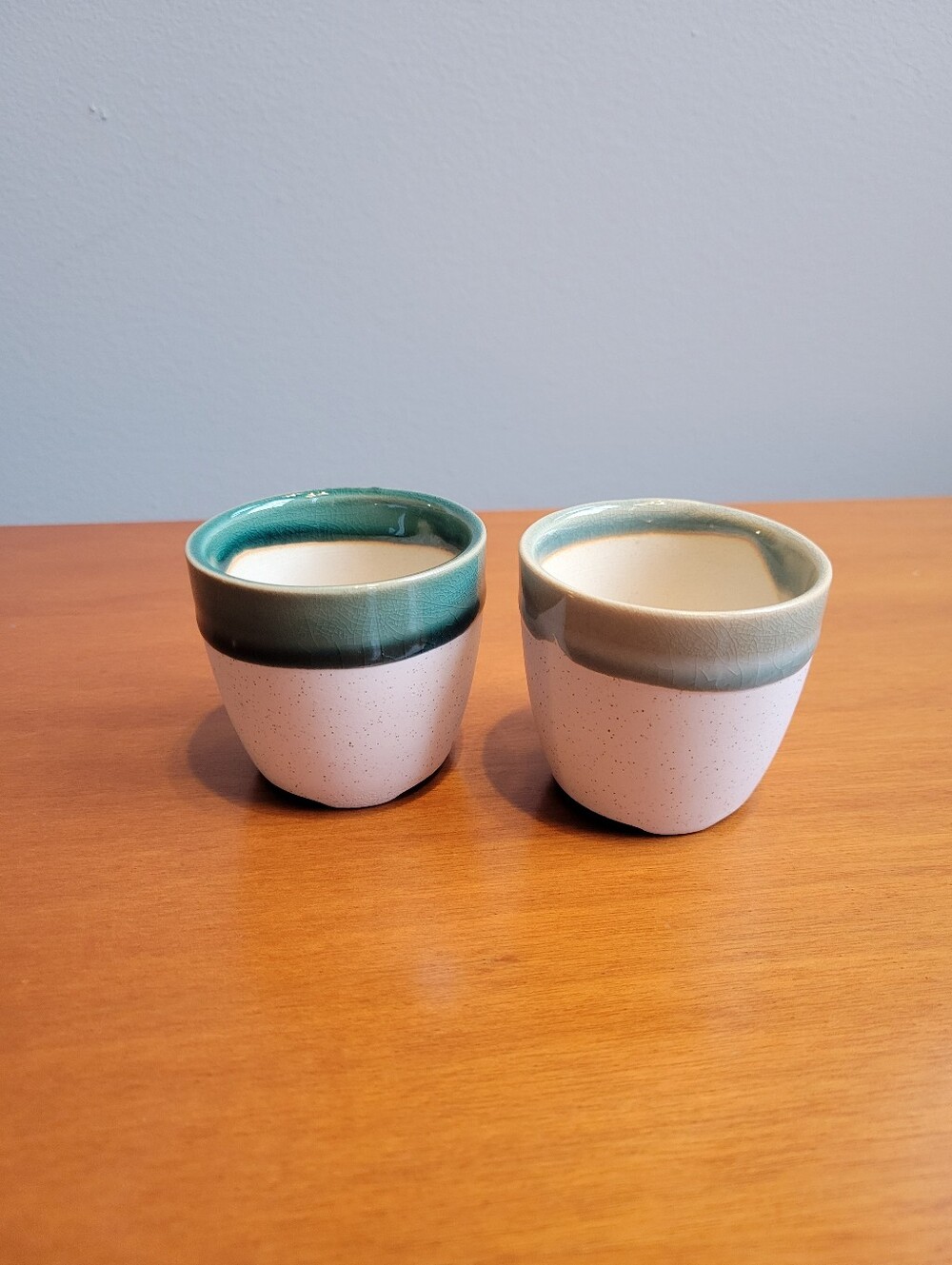 Costa Farms Mini Ceramic Plant Pots Set of 2 Green 2" Tiny Planters